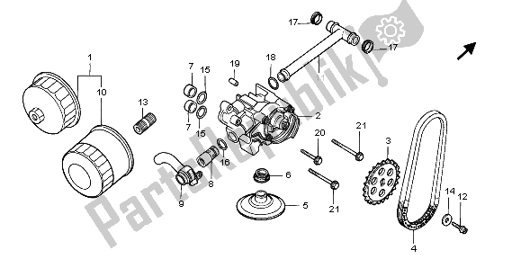 Todas las partes para Filtro De Aceite Y Bomba De Aceite de Honda NTV 650 1996