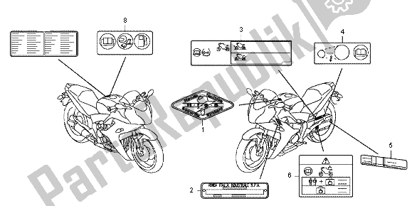 All parts for the Caution Label of the Honda CBR 600F 2012