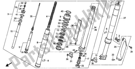 All parts for the Front Fork of the Honda CR 500R 1 1990