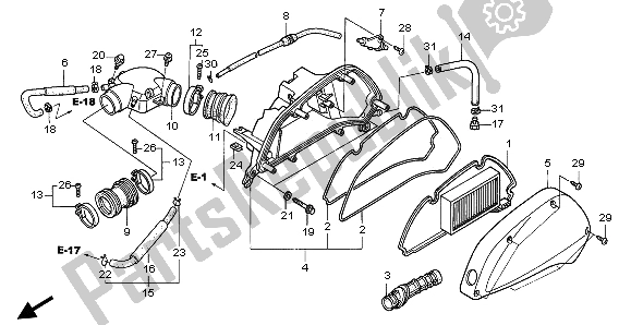 All parts for the Air Cleaner of the Honda NES 150 2006