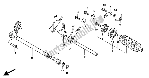 All parts for the Gearshift Drum of the Honda XL 1000V 2000