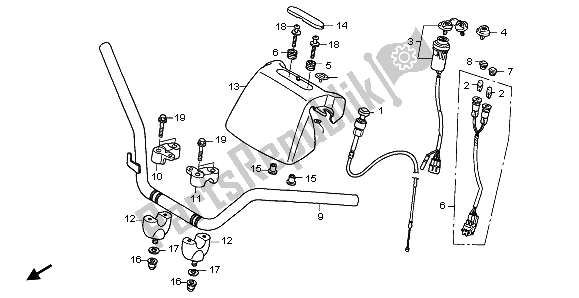 Alle onderdelen voor de Handvat Pijp van de Honda TRX 250 EX Sportrax 2002