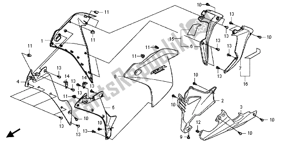 All parts for the Middle Cowl & Under Cowl of the Honda CBR 250 RA 2013