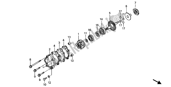 Todas las partes para Bomba De Agua de Honda CR 250R 1990