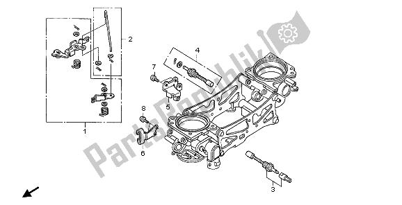 Alle onderdelen voor de Gasklephuis (onderdelen) van de Honda VTR 1000 SP 2006