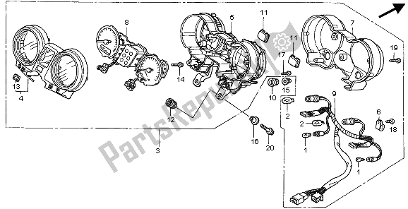 All parts for the Meter (kmh) of the Honda CBF 600N 2006