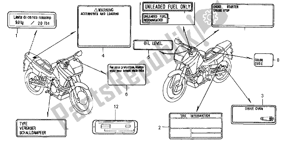 Todas las partes para Etiqueta De Precaución (magna Rojo) de Honda NX 650 1996