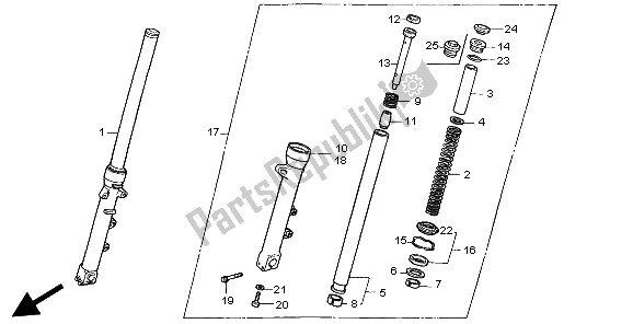 All parts for the Front Fork of the Honda CB 750F2 1998