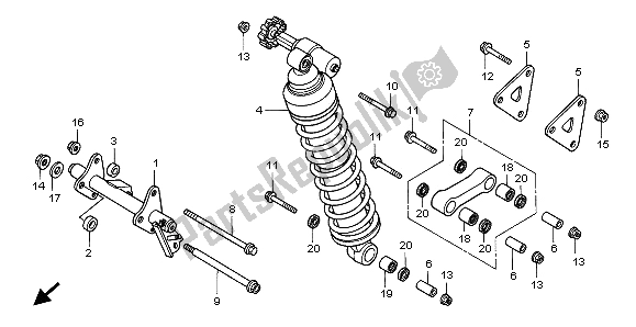 All parts for the Rear Cushion of the Honda XL 1000V 1999