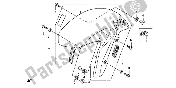 Tutte le parti per il Parafango Anteriore del Honda CB 1000 RA 2010