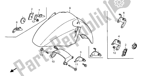 Tutte le parti per il Parafango Anteriore del Honda ST 1100 1996