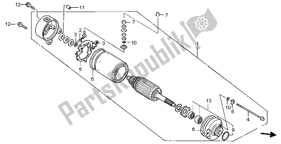 All parts for the Starting Motor of the Honda TRX 350 FE Rancher 4X4 ES 2001