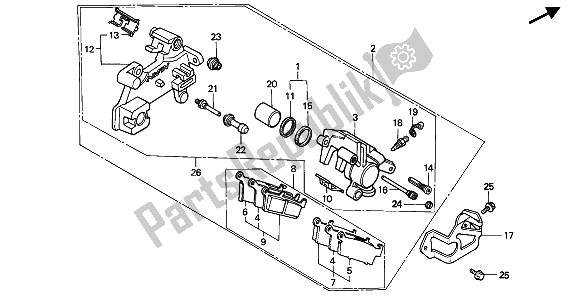 All parts for the Rear Brake Panel of the Honda CR 80R 1992