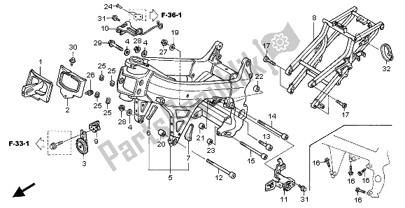 All parts for the Frame Body of the Honda VTR 1000 SP 2002