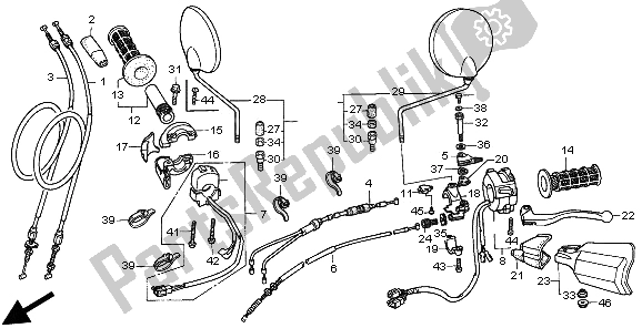 Todas las partes para Manejar Palanca E Interruptor Y Cable de Honda XRV 750 Africa Twin 1997