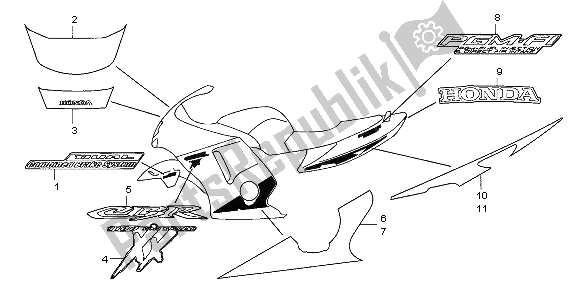 All parts for the Stripe & Mark of the Honda CBR 1100 XX 2007