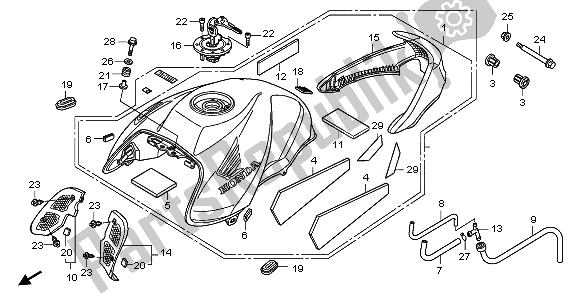 Alle onderdelen voor de Benzinetank van de Honda CB 1000R 2011