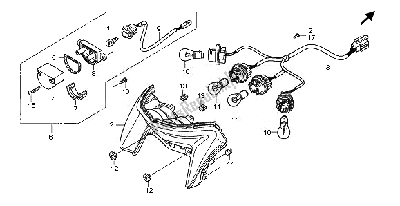 All parts for the Taillight of the Honda NT 700 VA 2008