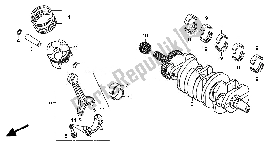 Toutes les pièces pour le Vilebrequin Et Piston du Honda CBR 600 RR 2011