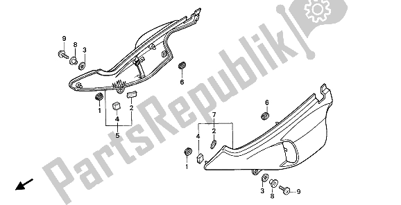 All parts for the Side Cover of the Honda NX 650 1993