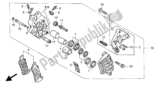 All parts for the Front Brake Caliper of the Honda XL 1000V 2004