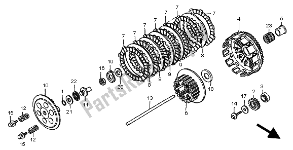 All parts for the Clutch of the Honda CR 250R 2002