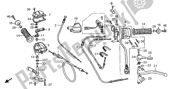 Alle onderdelen voor de Schakelaar & Kabel van de Honda TRX 350 FE Rancher 4X4 ES 2001