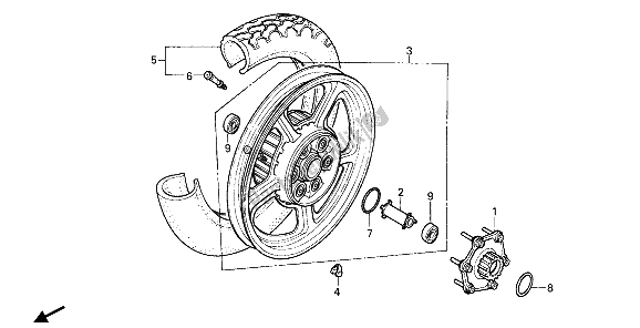 All parts for the Rear Wheel of the Honda VT 1100C 1988