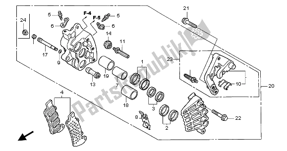 All parts for the Front Brake Caliper (l.) of the Honda CBR 1100 XX 2002