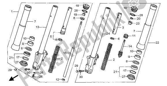 Tutte le parti per il Forcella Anteriore del Honda VTX 1800C 2002