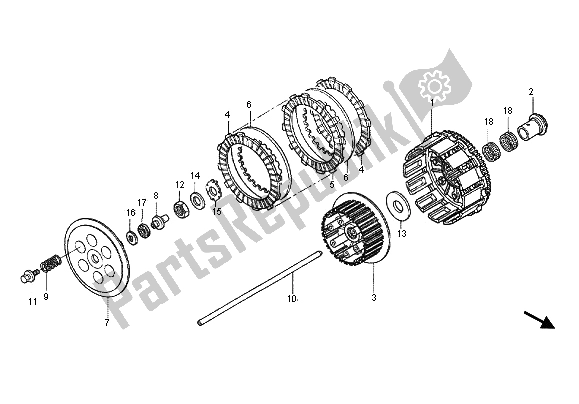 All parts for the Clutch of the Honda CRF 450X 2012