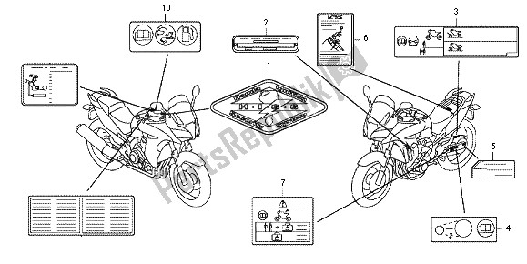 All parts for the Caution Label of the Honda CBF 1000 FT 2012