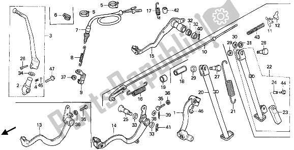 All parts for the Brake Pedal & Change Pedal & Side Stand of the Honda XR 600R 1990