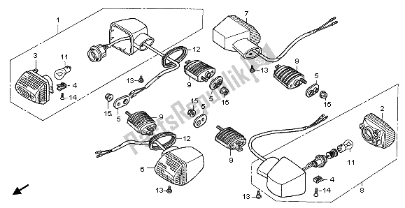 All parts for the Winker of the Honda RVF 750R 1996