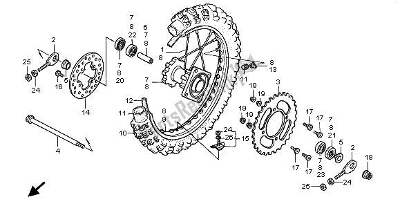 Todas las partes para Rueda Trasera de Honda CR 80R SW 1999