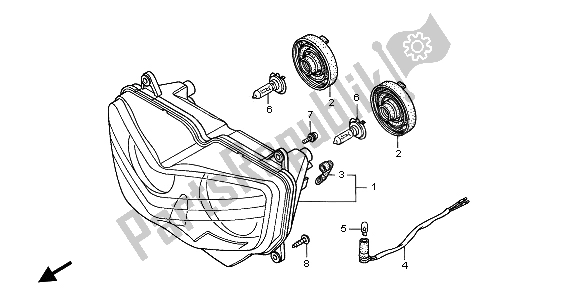 All parts for the Headlight (uk) of the Honda XL 1000V 2002