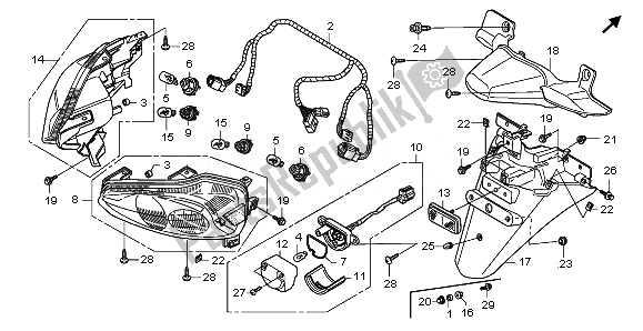 Todas as partes de Luz De Combinação Traseira E Pára-choque Traseiro do Honda NSS 250A 2008