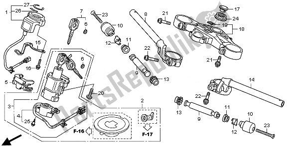 All parts for the Handle Pipe & Top Bridge of the Honda CBR 1000 RR 2011