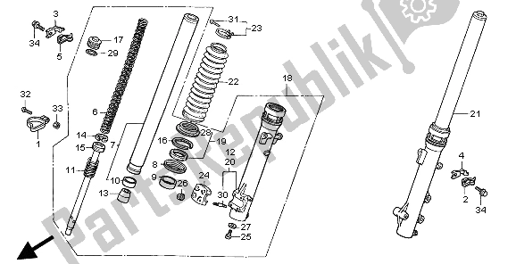 All parts for the Front Fork of the Honda XL 600V Transalp 1997