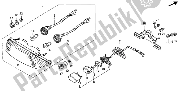 All parts for the Taillight of the Honda CB 450S 1986