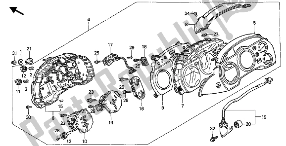 All parts for the Meter (mph) of the Honda VFR 750F 1994