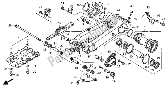 All parts for the Swingarm of the Honda TRX 400 EX Sportrax 2008