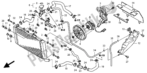 Alle onderdelen voor de Radiator van de Honda CBR 600F 2012