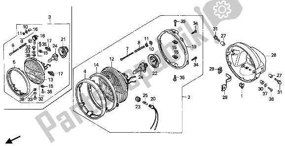 All parts for the Headlight of the Honda CB 450S 1986