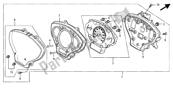 All parts for the Meter (kmh) of the Honda SH 300 2008