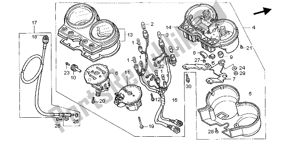 All parts for the Meter (kmh) of the Honda CB 500 1996