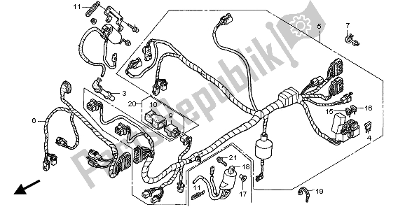 All parts for the Wire Harness (front) of the Honda VTR 1000 SP 2006