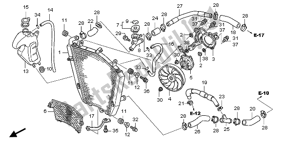 All parts for the Radiator of the Honda CBR 1000 RR 2006