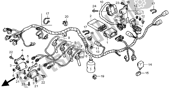 Toutes les pièces pour le Faisceau De Fils Et Bobine D'allumage du Honda CB 1300X4 1997