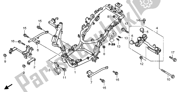 All parts for the Frame Body of the Honda SH 150S 2007